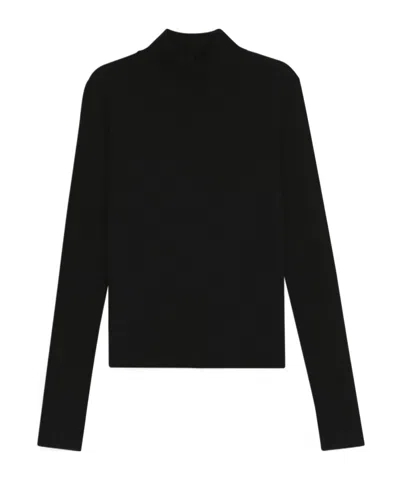 Hugo Boss Mock-neck Sweater In Merino Wool In Black