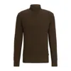 Hugo Boss Mock-neck Sweater In Structured Cotton And Virgin Wool In Light Green