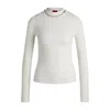 Hugo Boss Mock-neck Sweater With Chain Collar Trim In White