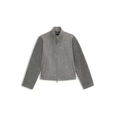 Hugo Boss Modern-fit Blazer In Boiled Virgin Wool In Gray