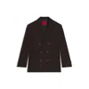 Hugo Boss Modern-fit Blazer In Herringbone Stretch Dobby In Brown