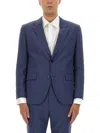 Hugo Boss Tailored Jacket Buttoned Cuffs In Blue