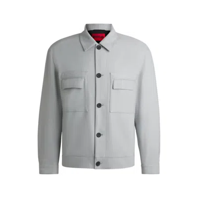 Hugo Boss Modern-fit Jacket In Stretch Twill In Grey