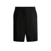 Hugo Boss Performance-stretch Seersucker Shorts With Drawstring Waist In Black