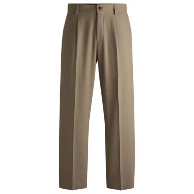 Hugo Boss Modern-fit Trousers In Stretch Twill With Front Crease In Green