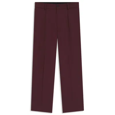 Hugo Boss Modern-fit Trousers In Stretch Twill With Front Crease In Burgundy