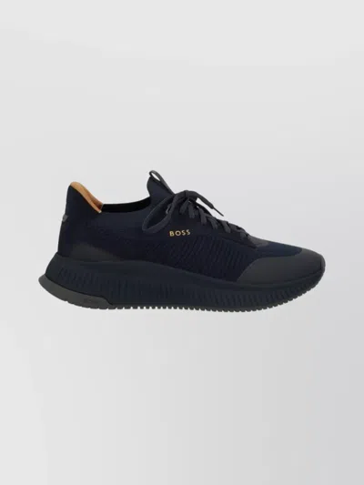 Hugo Boss Modern Mesh Sneakers Contrast Sole In Black