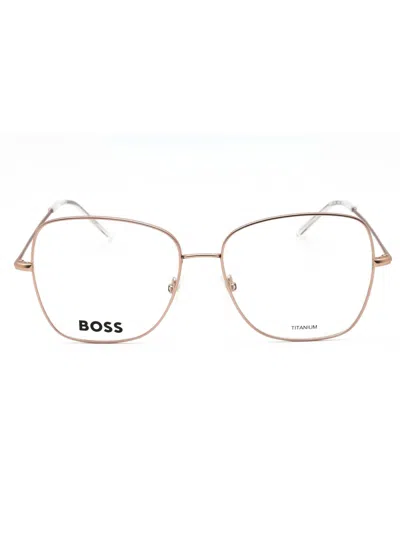 Hugo Boss Modern Rectangular Eyeglasses For Women In Gold