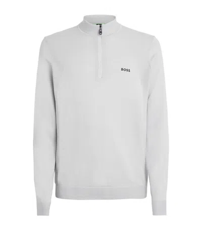 Hugo Boss Momentum Lite Quarter-zip Sweatshirt In Gray