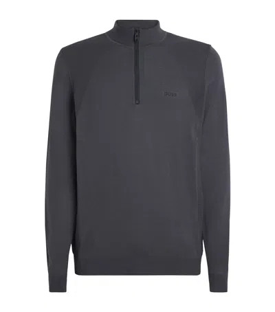 Hugo Boss Momentum Lite Quarter-zip Sweatshirt In Gray