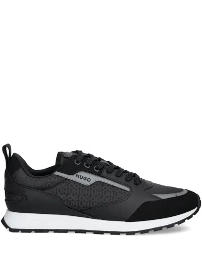 Hugo Boss Monogram-detail Sneakers In Black