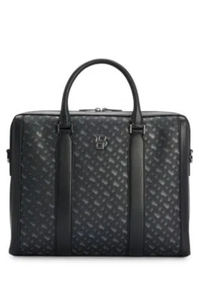 Hugo Boss Monogram Document Case With Double B Trim In Dark Grey