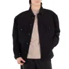 Hugo Boss Monogram-embossed Cotton Denim Jacket In Black