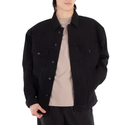 Hugo Boss Monogram-embossed Cotton Denim Jacket, Size Large