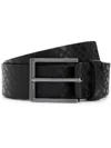Hugo Boss Monogram-embossed Leather Belt In 黑色