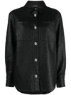 Hugo Boss Regular-fit Blouse In Monogram-embossed Faux Leather In Black