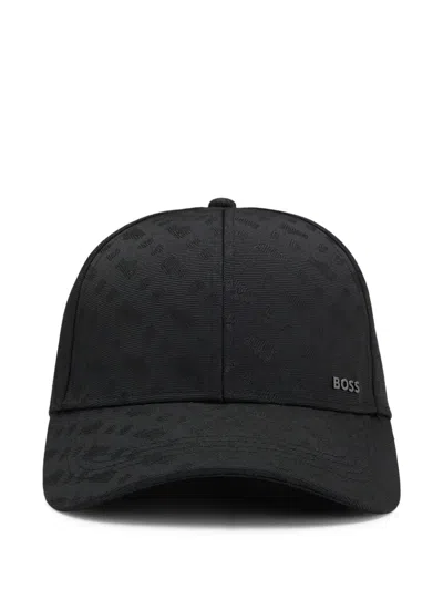 Hugo Boss Monogram Jacquard Baseball Cap In Black