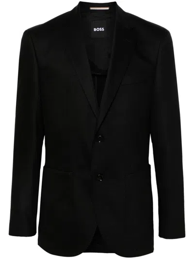 Hugo Boss Monogram-jacquard Blazer In 001