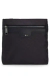 Hugo Boss Monogram-jacquard Envelope Bag With Signature Stripe In Black