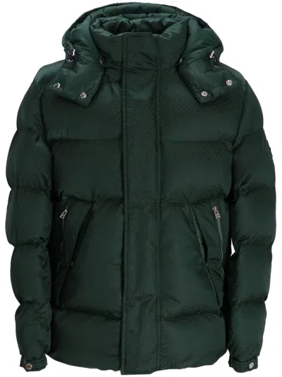 Hugo Boss Monogram-jacquard Padded Jacket In Green
