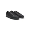 Hugo Boss Monogram-jacquard Trainers With Leather Trims In Black