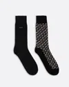 Hugo Boss Monogram Mens 2 Pack Regular Length Cotton Blend Socks In Black