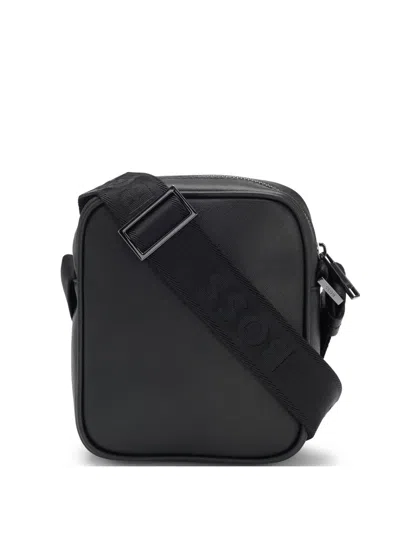 Hugo Boss Monogram-pattern Reporter Bag In Black