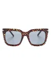 Hugo Boss Monogram-pattern Square-frame Sunglasses In Brown