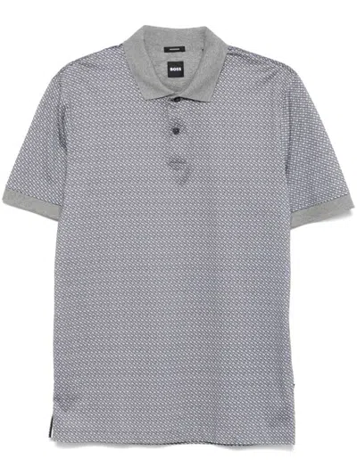 Hugo Boss Monogram-print Cotton Polo Shirt In Green