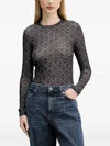 Hugo Boss Monogram-print Long-sleeve T-shirt In Gray