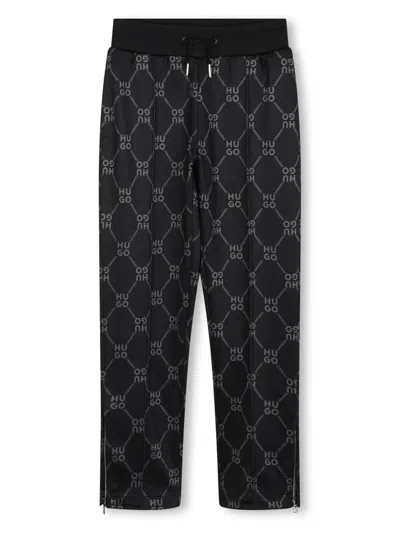 Hugo Boss Kids' Monogram-print Track Pants In Black