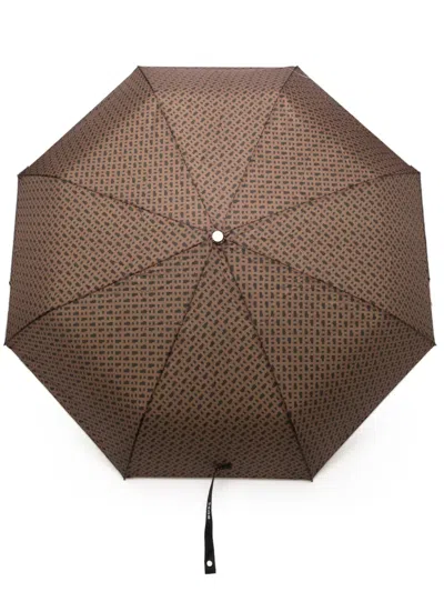 Hugo Boss Monogram-print Umbrella In Brown