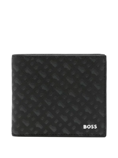 Hugo Boss Monogram-print Wallet In Black