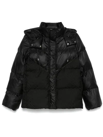 Hugo Boss Monogram Puffer Jacket In Schwarz