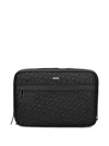 Hugo Boss Monogram Zip Wash Bag In Black