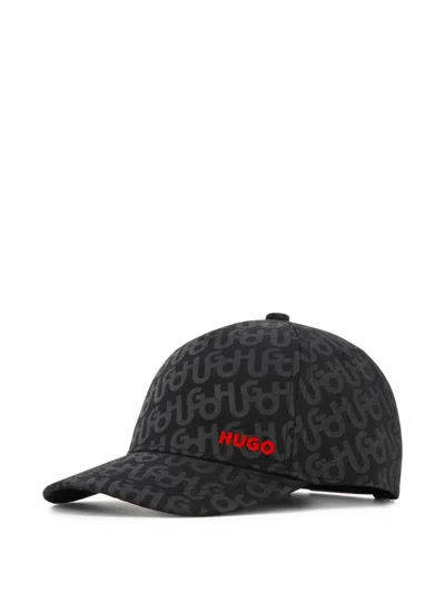 Hugo Boss Kids' Monogram-pattern Logo-patch Cap In Black