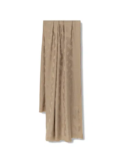 Hugo Boss Monyque Fringed Scarf In Neutral