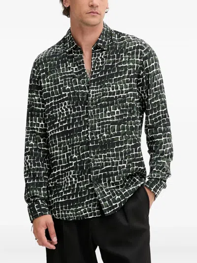 Hugo Boss Mosaic-print Shirt In Green
