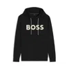 Hugo Boss Moulded-logo Hoodie In A Cotton Blend In Black