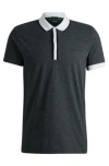 Hugo Boss Moulin-cotton Polo Shirt With Striped Trims In White