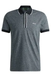 Hugo Boss Moulin-cotton Polo Shirt With Striped Trims In Dark Blue