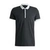 Hugo Boss Moulin-cotton Polo Shirt With Striped Trims In White