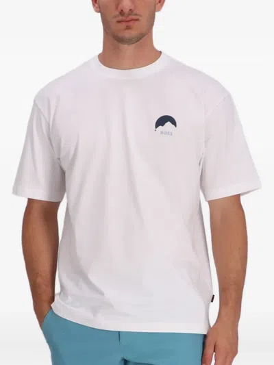 Hugo Boss Mountain-graphic Cotton T-shirt In White