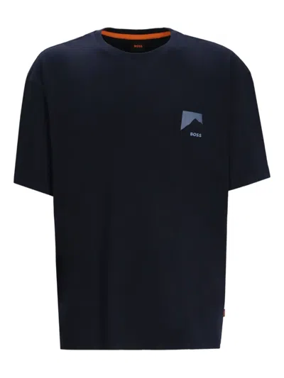 Hugo Boss T-shirt Mit Gebirgs-print In Black