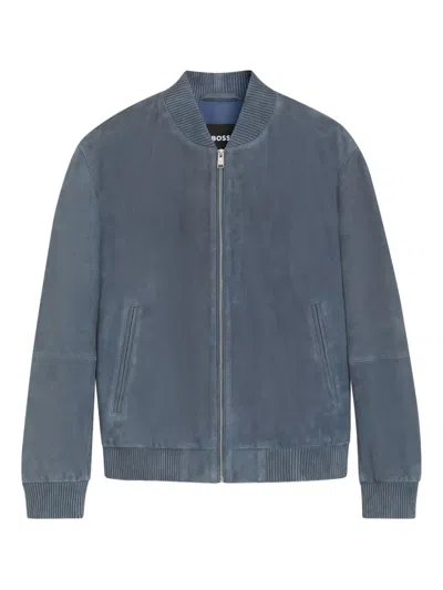 Hugo Boss Muller Suede Jacket In Blue
