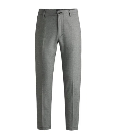 Hugo Boss Regular-fit Trousers In Micro-check Material In Black