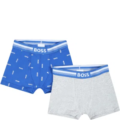 Hugo Boss Kids' Multicolor Set For Boy With Logo In Light Blue