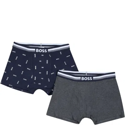 Hugo Boss Kids' Multicolor Set For Boy With White Logo In Light Blue