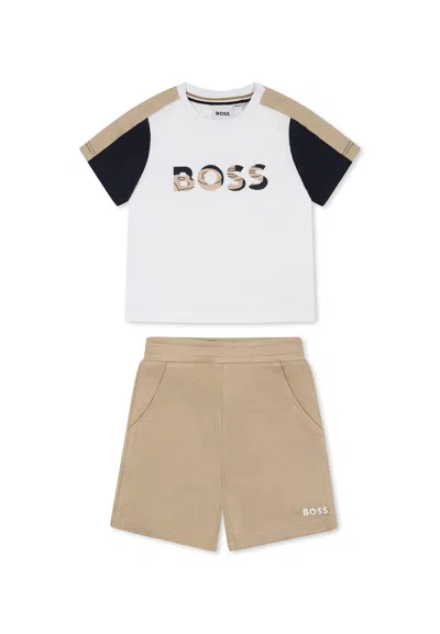 Hugo Boss Multicolor Suit For Baby Boy With Logo In White