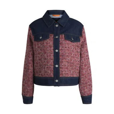 HUGO BOSS MULTICOLORED-TWEED JACKET WITH DENIM TRIMS
